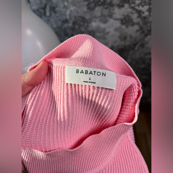 Pink Babaton Sculpt Knit Mock Neck Dress - Picture 4 of 10